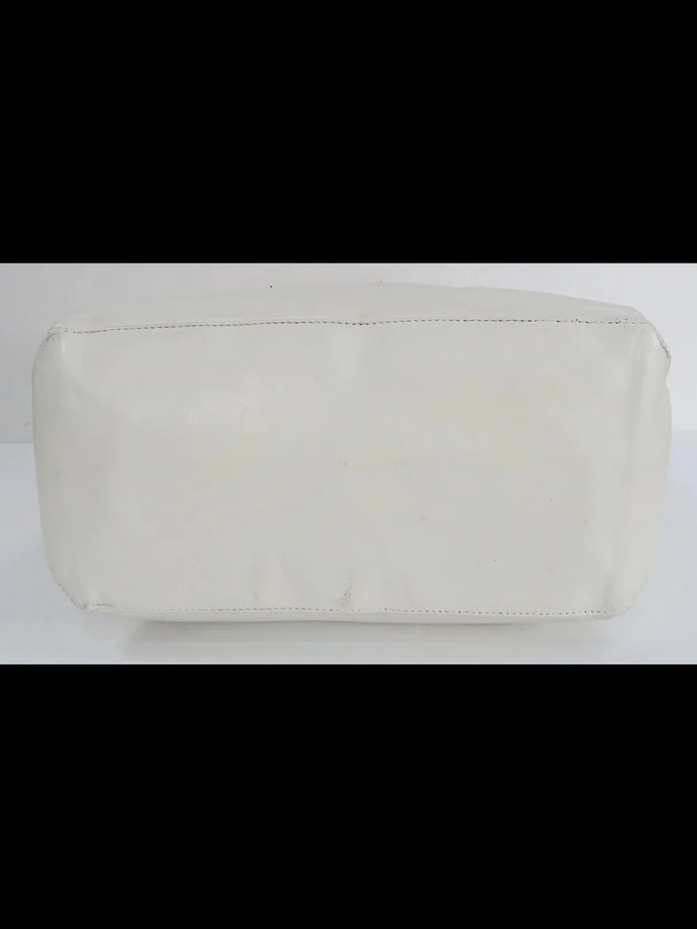 CHANEL White Canvas Tote with Black Handles and Logo